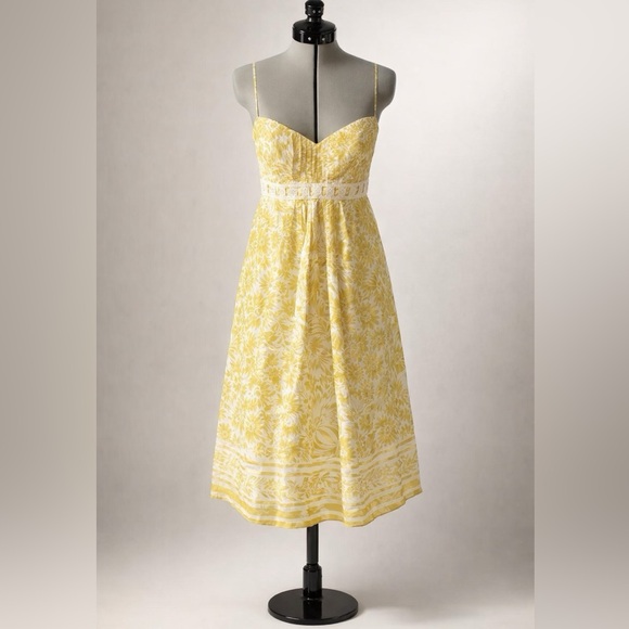 Shoshanna Dresses & Skirts - Shoshanna Silk Empire Waist Floral midi, Yellow Floral, 0, like new